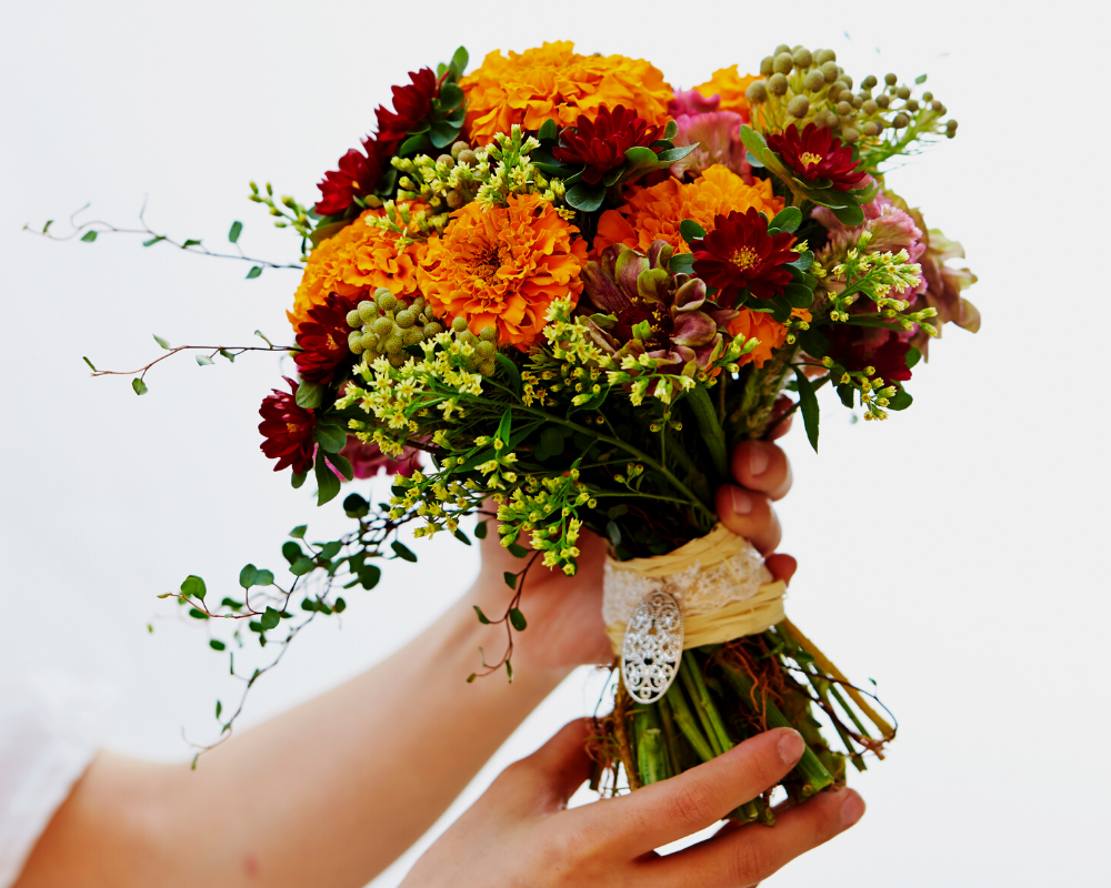 Orange & Burgundy bouquet
